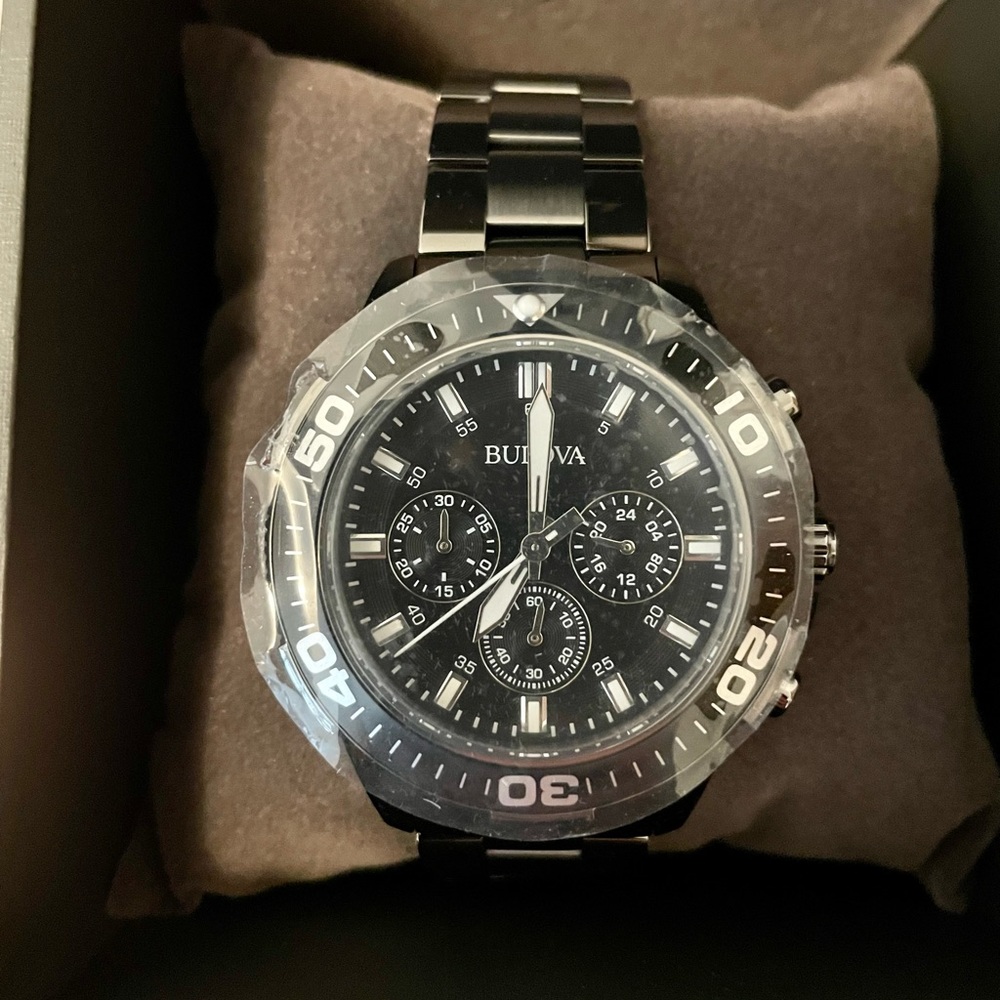 NWT! Bulova Chronograph Stainless Steel Watch!